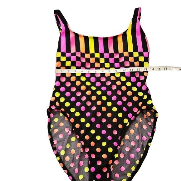 Summer Beach Women's Neon Colorful Scoop Neck Swimsuit Bathing Suit Size 17/18 - Picture 10 of 14
